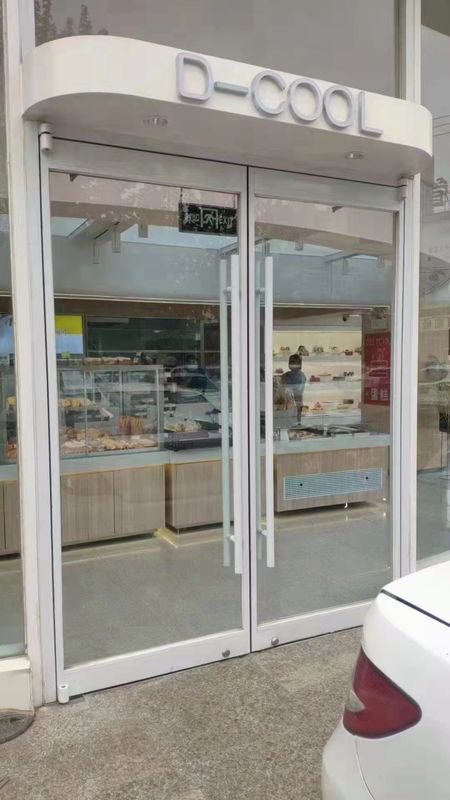 Pintu Pivot Ganda Tanpa Bingkai 36 Inci Pintu Ayunan Otomatis Pintu KFC