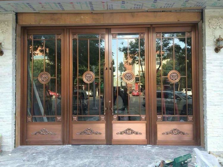 Baja tahan karat Aluminium Eksterior Lantai ganda spring otomatis ayunan Pintu 72x96 ODM