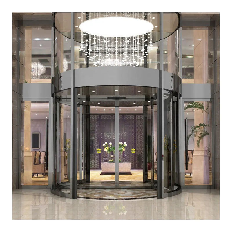 Desain Baru Aluminium Alloy Otomatis Pintu Kaca Berputar Untuk Hotel Bangunan Komersial